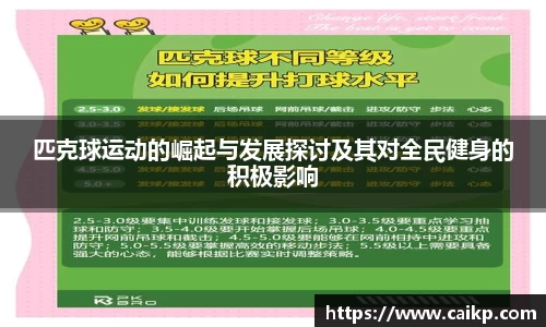 匹克球运动的崛起与发展探讨及其对全民健身的积极影响